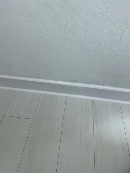 걸레받이 깨짐 보수 — 흰 걸레받이 복원 완료