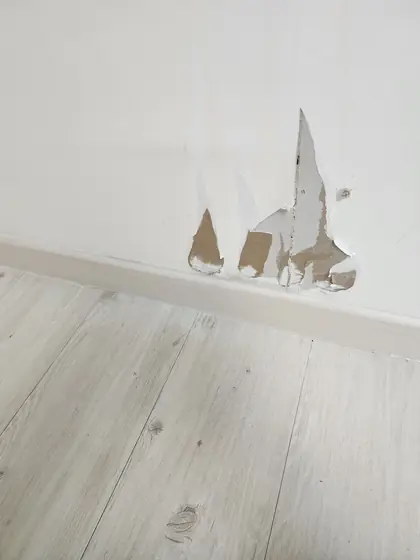 걸레받이 까짐 보수 — 나뭇결이 되살아난 걸레받이